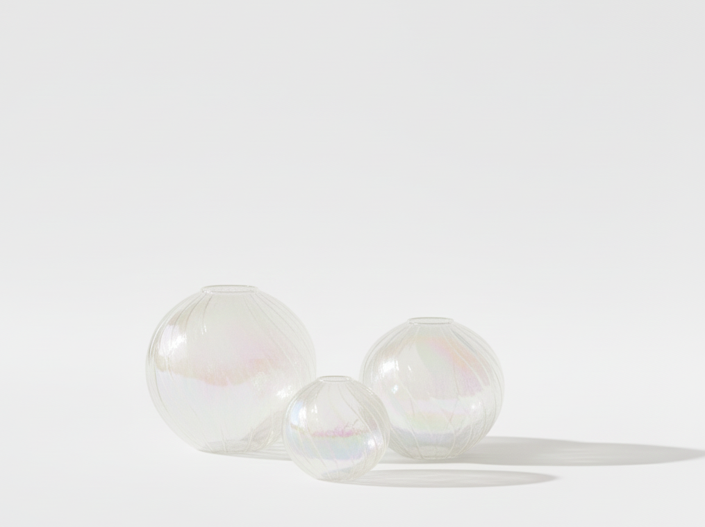 trio vase verre irisé 